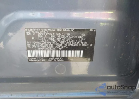 2010 Toyota Rav4 z USA, uszkodzony, nr VIN 2T3BF4DV3AW075339